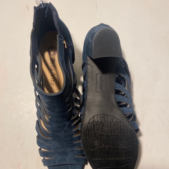 Bella Vita blue suede ankle booties peep toes zip up heels various sizes ALL NWT - Picture 5 of 7